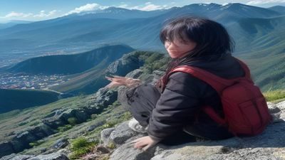 糖心vlog网页版旅行记录类内容封面，航拍视角俯瞰山川风景，色彩饱和度高，画质清晰